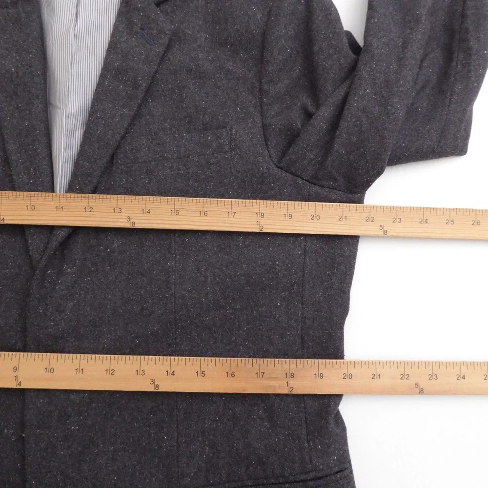 Banana Republic Blazer Textured Knit Charcoal Gray Wool Blend Tailored Slim 42L